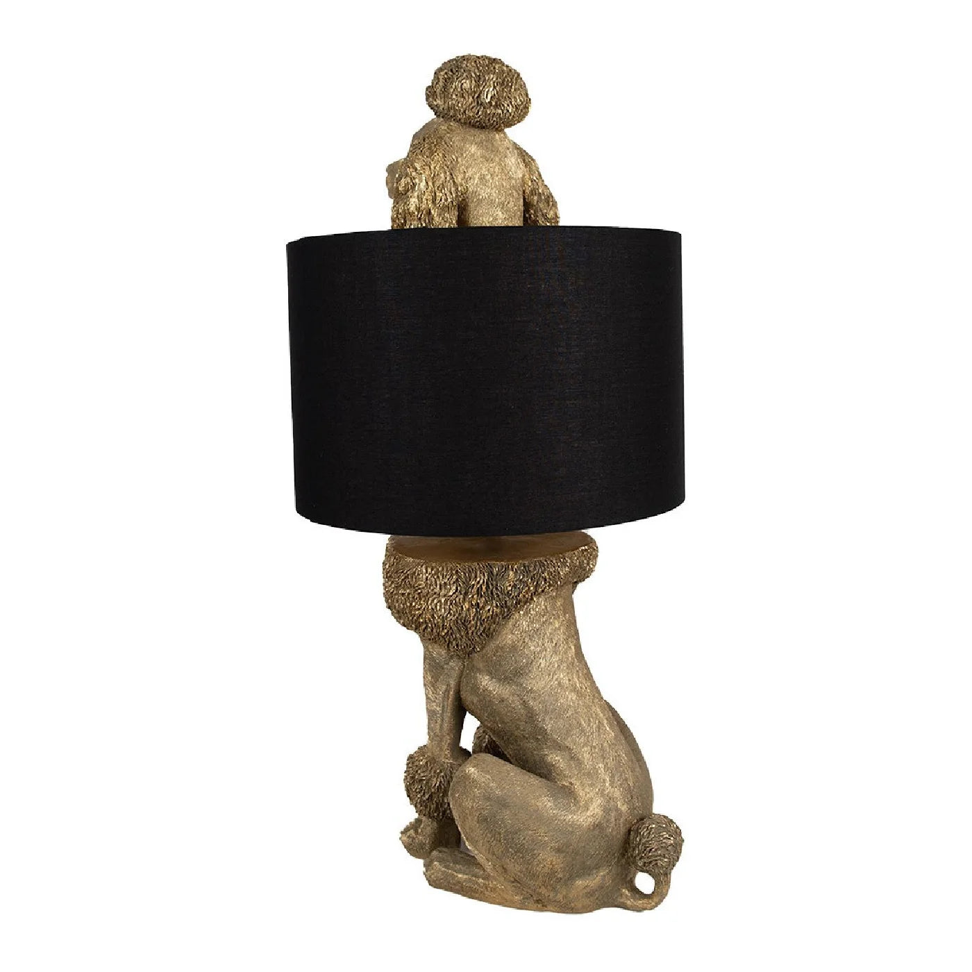 Tischlampe Pudel Ludwig Gold Schwarz 57cm Designer Lampe Hund Figur