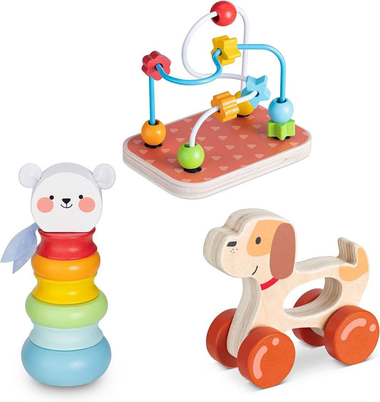 Holzspielzeug-Set Navaris, 3-teilig, Holzspielzeug, für Kinder ab 18 Monaten